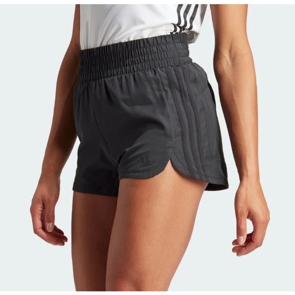 Adidas Pacer Training 3-Stripes Woven High-Rise Shorts Women's XS XSmall Black